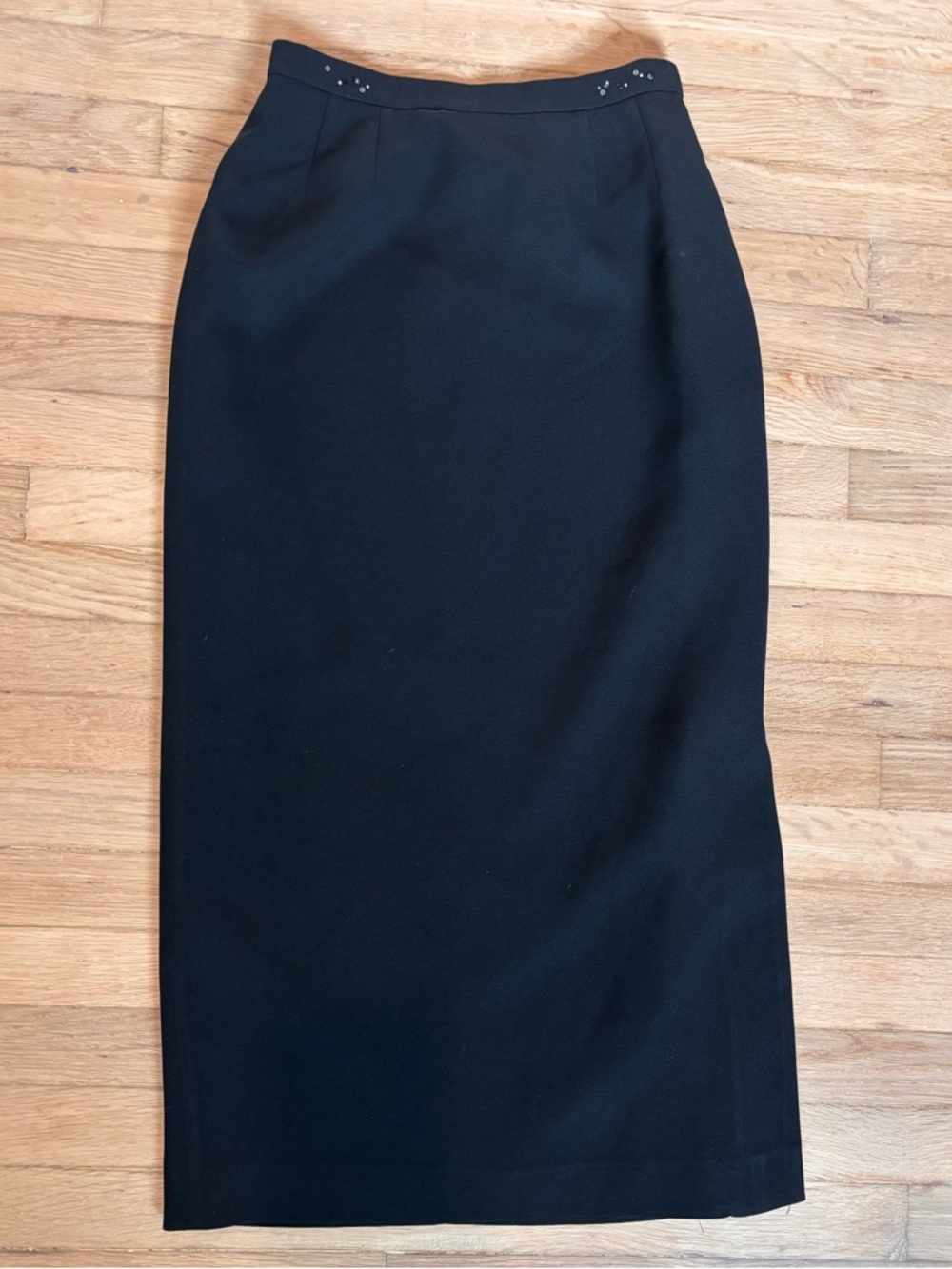 Kasper ASL Black Pencil Skirt Beaded Waist Lined Career Classic Size 13” waist